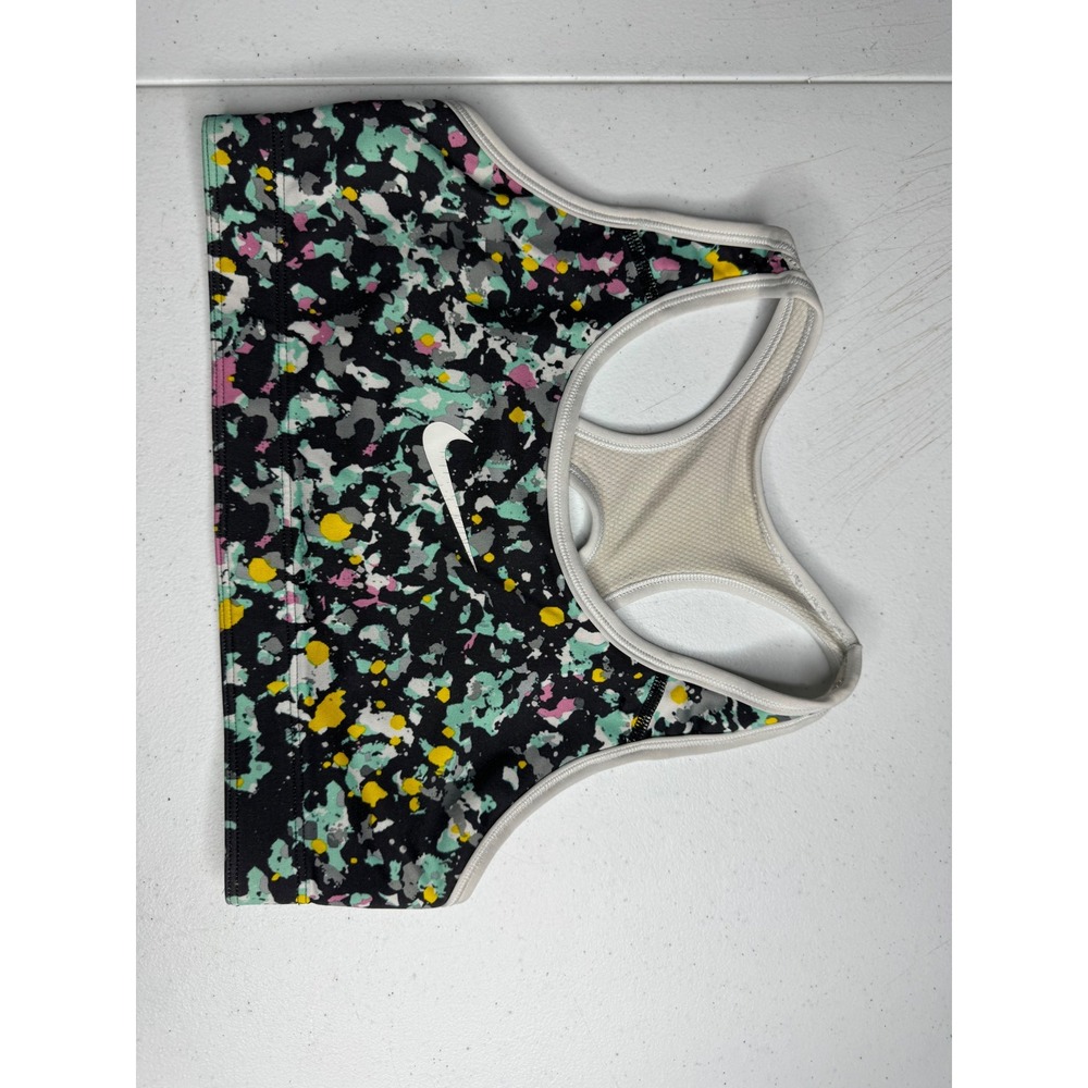 Nike Girls Paint Splatter Sports Bra Racerback Black Multi SP200710CVT Size M